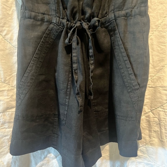 Joie Black Linen Short Sleeve with Pockets Romper Sz: Small - Picture 4 of 9